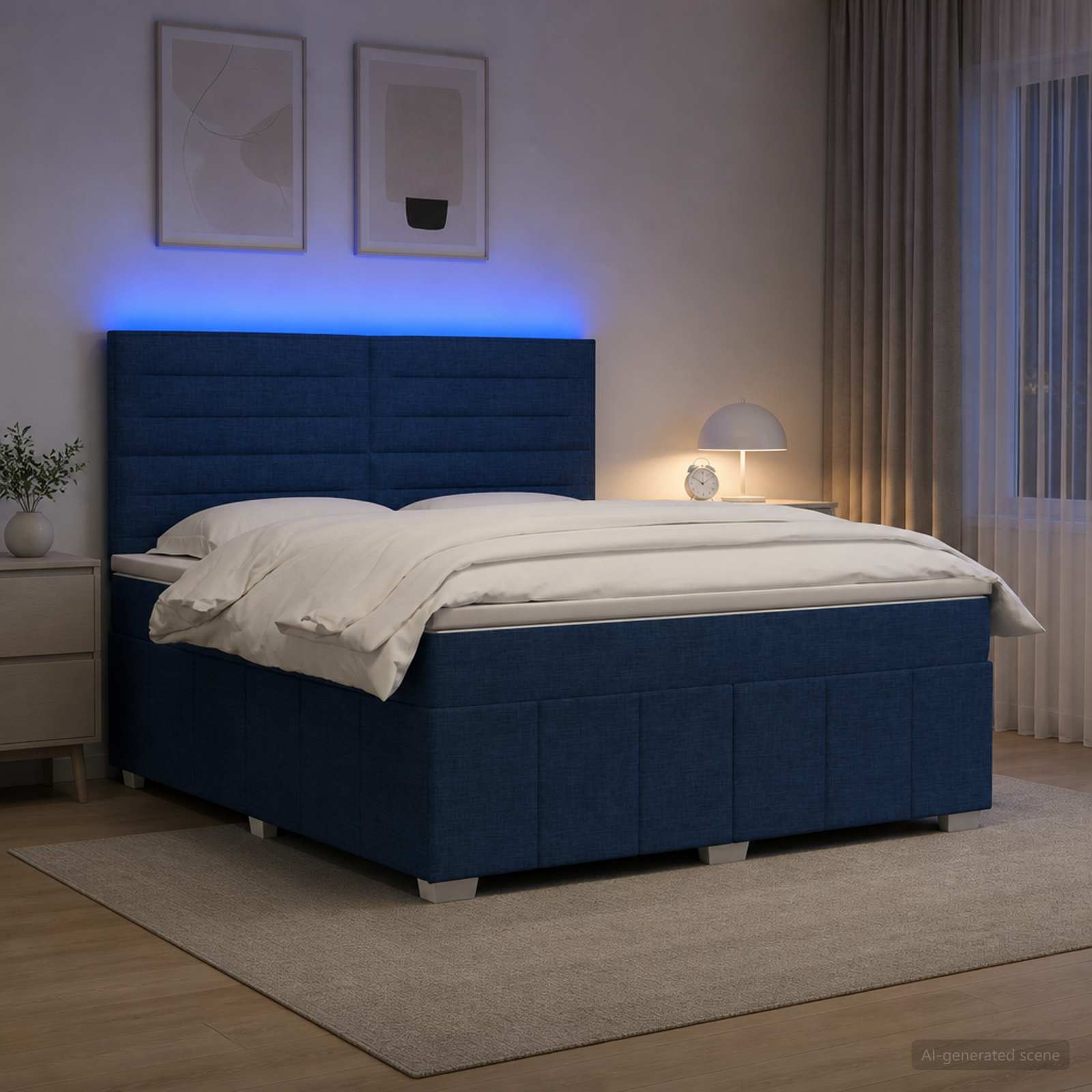 LED легло с матрак с LED ленти Синьо 140 x 190 cm Текстил