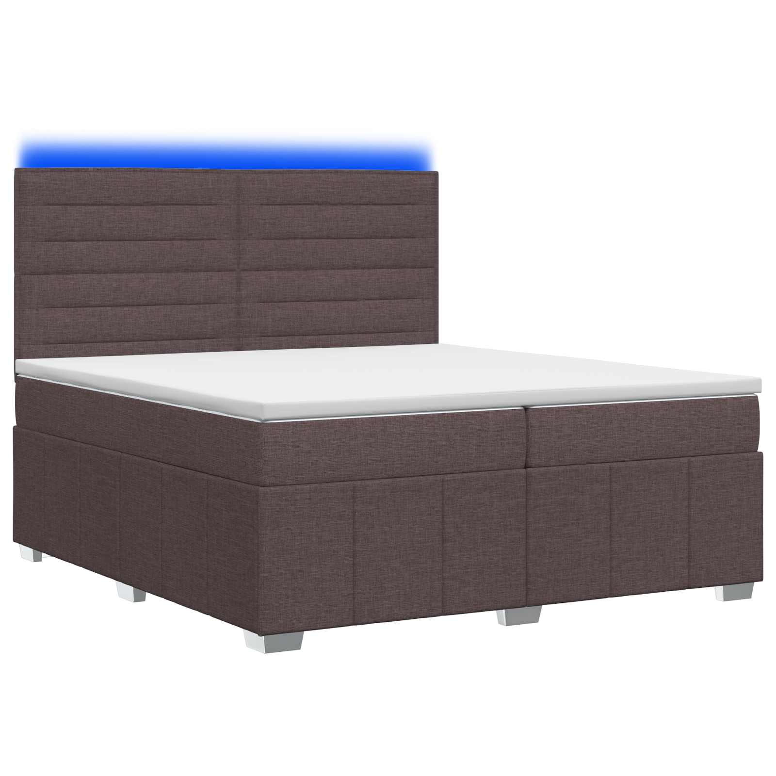 vidaXL LED Boxspring Bed met Matras Donkerbruin 200 x 200 cm Stof bruin, foto 3