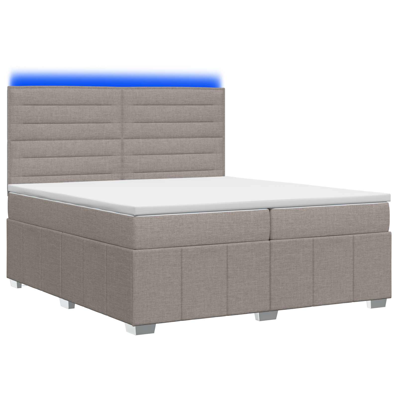 LED posteljni pod z vzmetnico Taupe 200 x 200 cm Blago