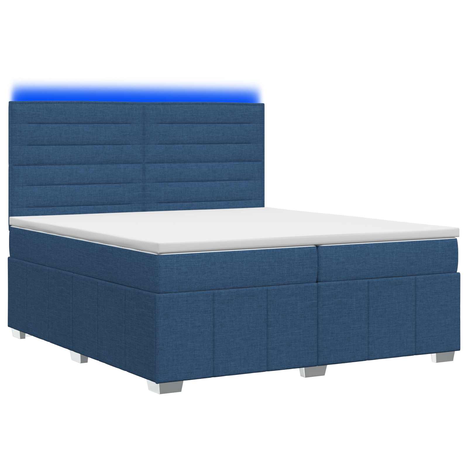 vidaXL LED Boxspring Bed met Matras Blauw 200 x 200 cm Stof, foto 3