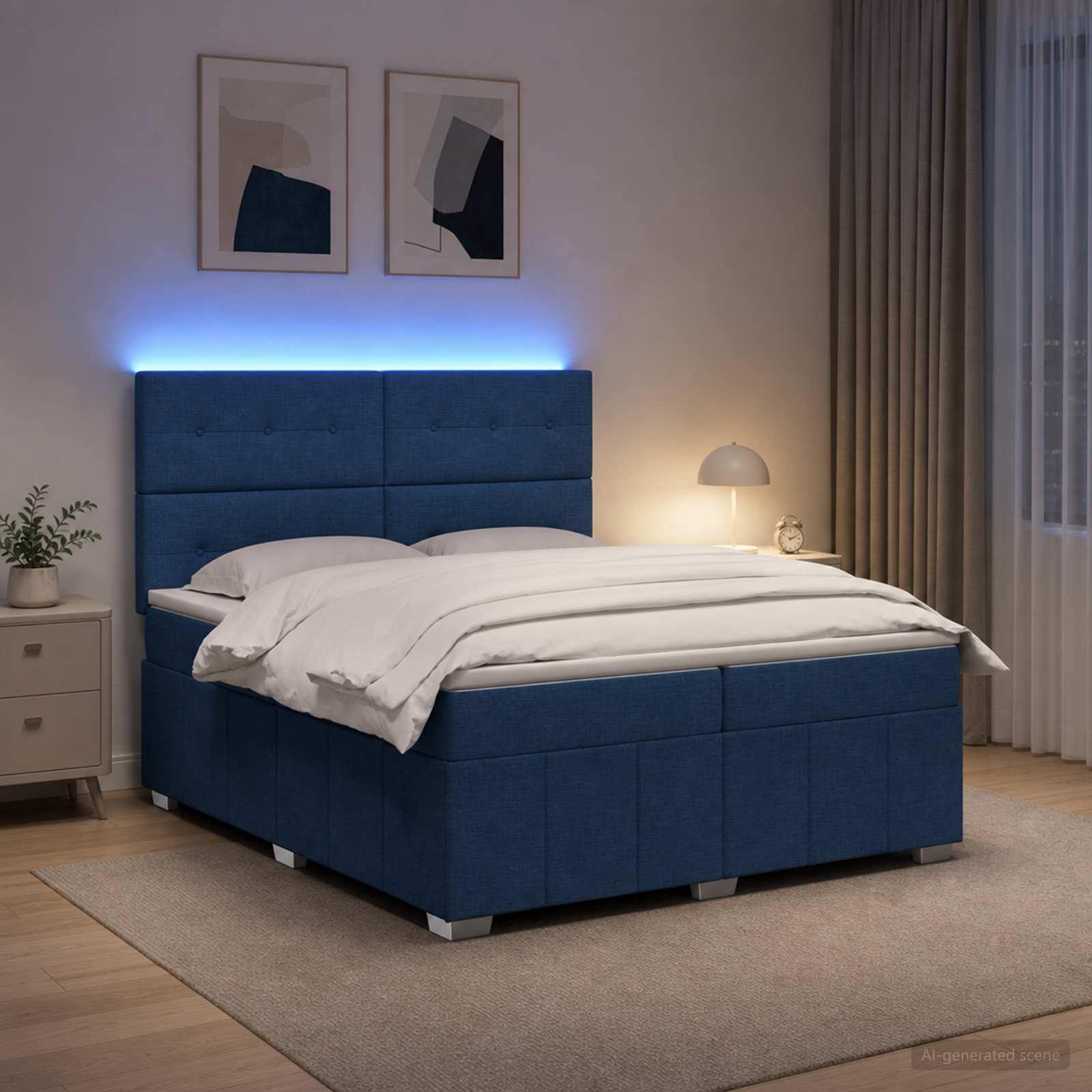 LED легло с матрак с LED ленти Синьо 200 x 200 cm Текстил