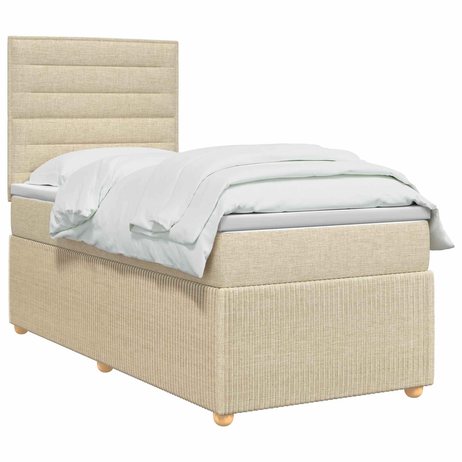 vidaXL - LED - Boxspringbed - met - Matras - Crèmekleurig - 80 - x - 200 - cm - Stof