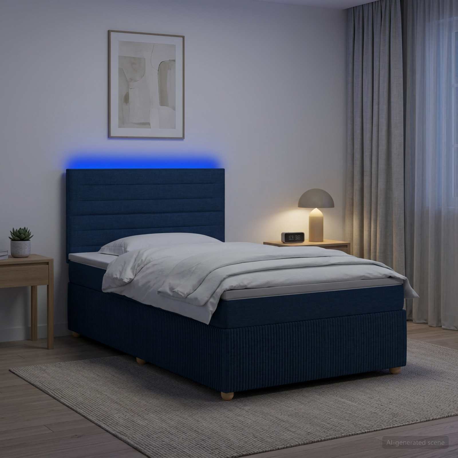 LED легло с матрак с LED ленти Синьо 80 x 200 cm Текстил