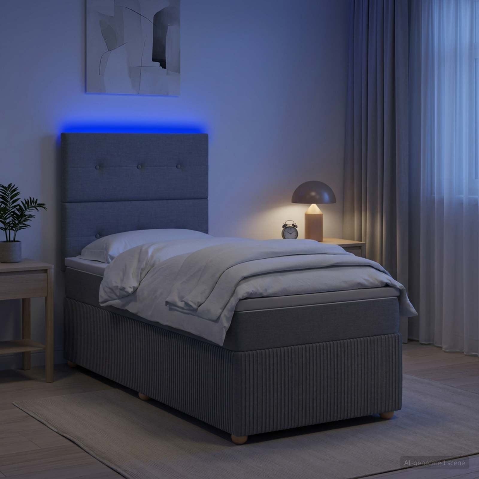 LED kastivoodiga madrats peaga Helehall 90 x 190 cm kangas