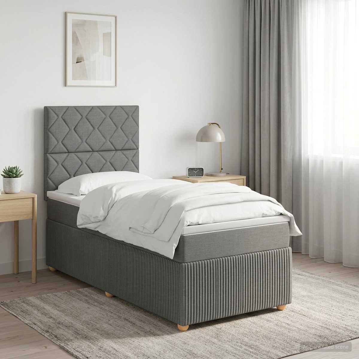 LED boksmadrasseng med madras 90 x 190 cm Stof - Billede 4
