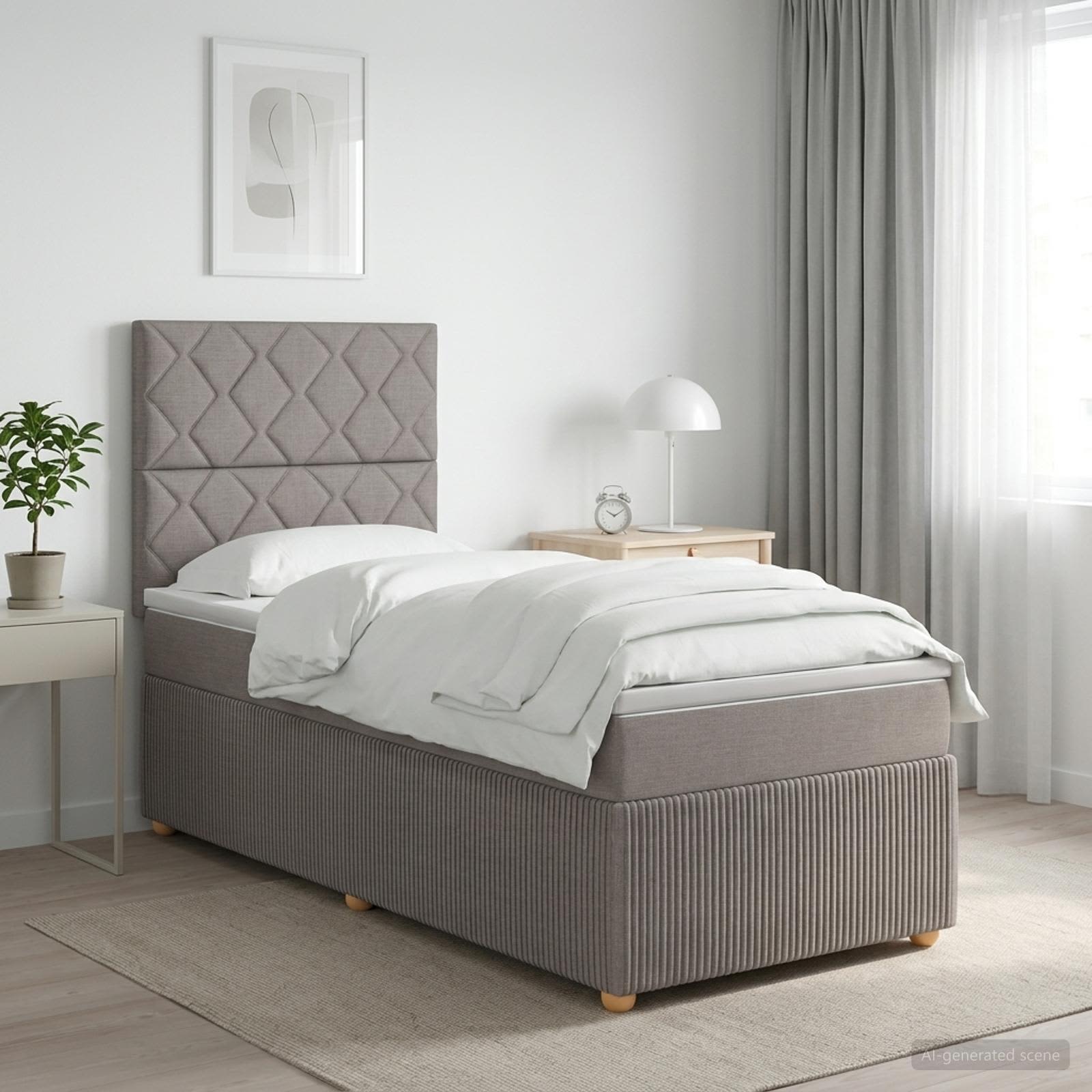 LED posteljni pod z vzmetnico Taupe 90 x 190 cm Blago
