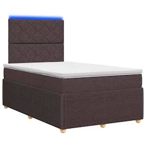vidaXL LED kastivoodiga madrats peaga Tume pruun 120 x 190 cm kangas