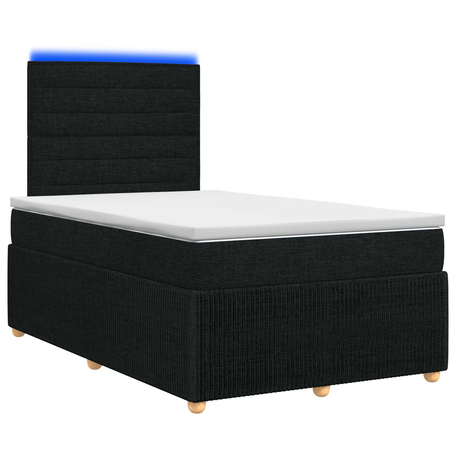vidaXL LED Boxspring Bed met Matras Zwart 120 x 200 cm Stof, foto 3