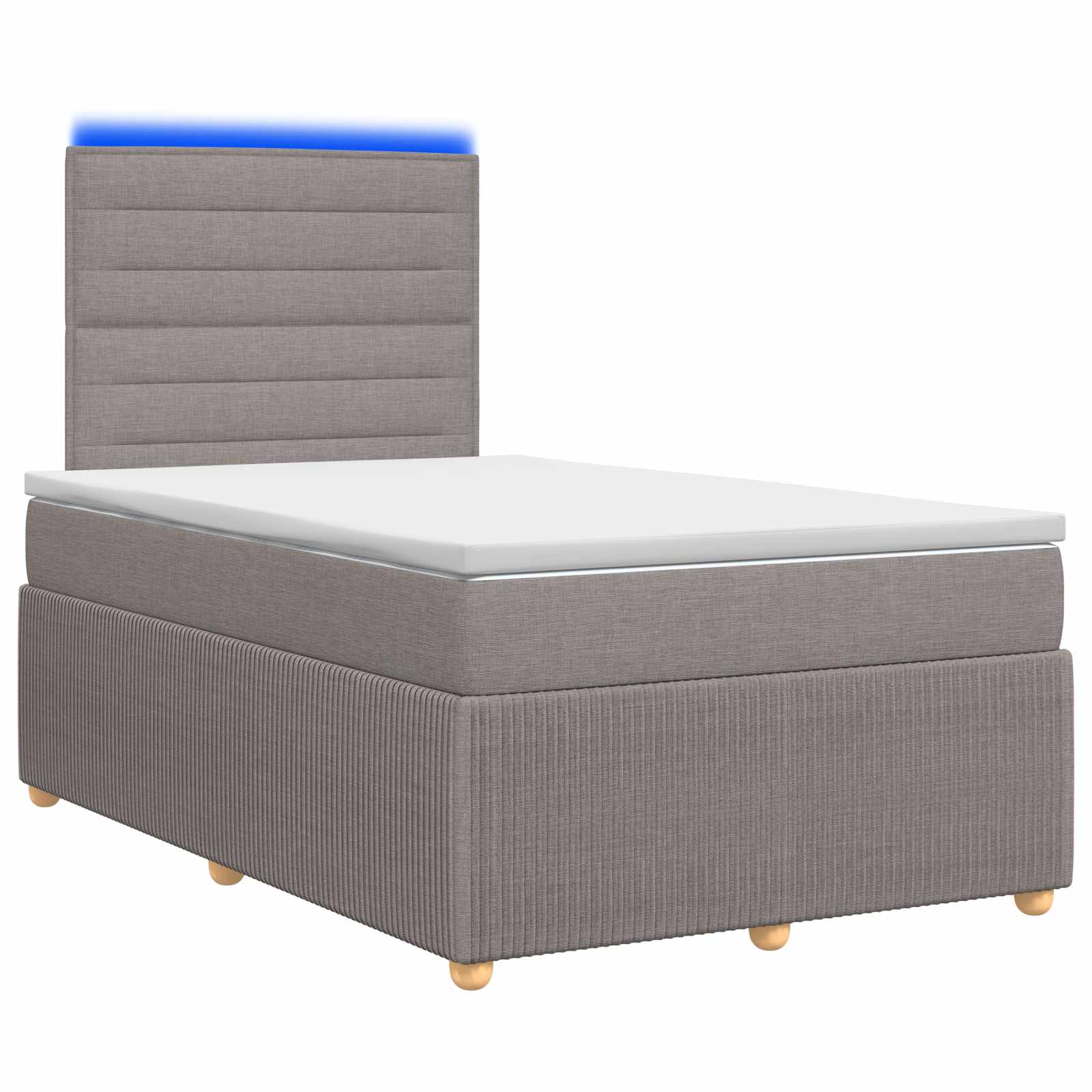 vidaXL LED Boxspring Bed met Matras Taupe 120 x 200 cm Stof, foto 3