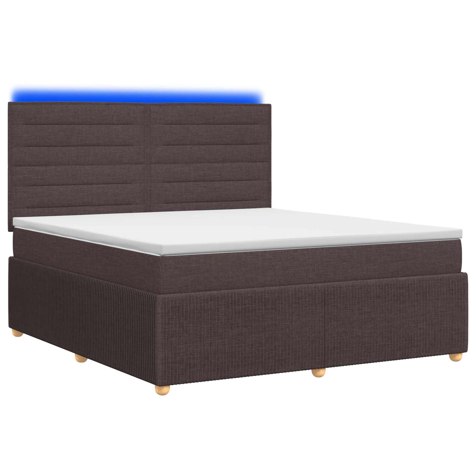 vidaXL LED Boxspring Bed met Matras Donkerbruin 140 x 190 cm Stof bruin, foto 3