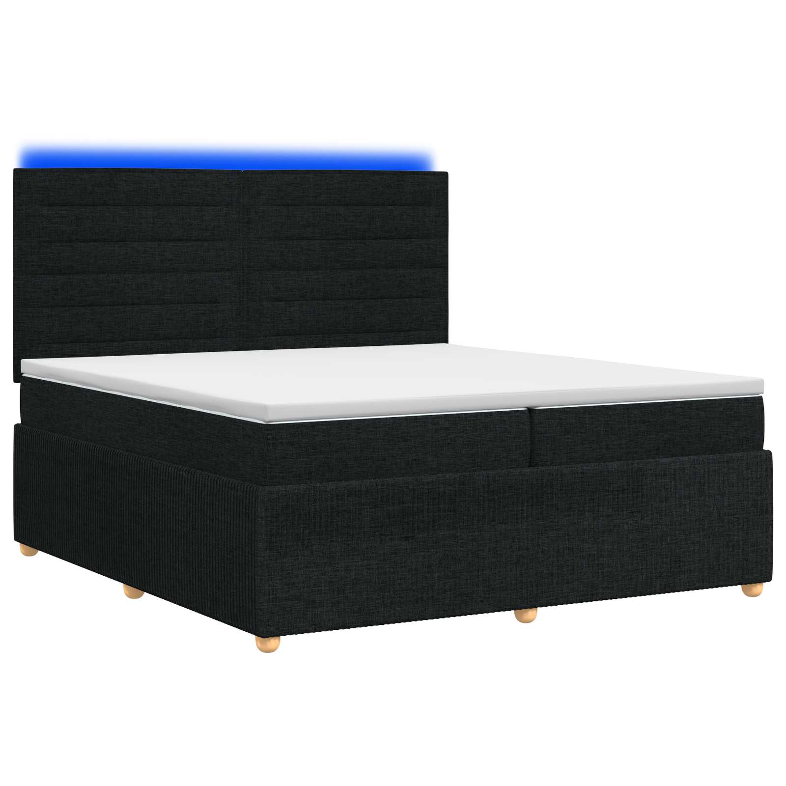 vidaXL LED Boxspring Bed met Matras Zwart 200 x 200 cm Stof, foto 3