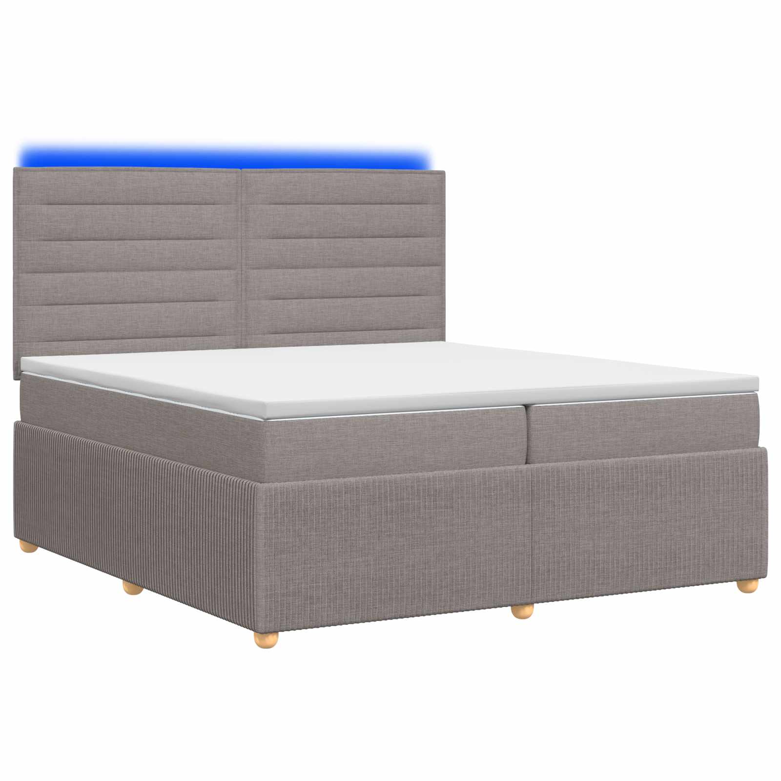 vidaXL LED Boxspring Bed met Matras Taupe 200 x 200 cm Stof, foto 3