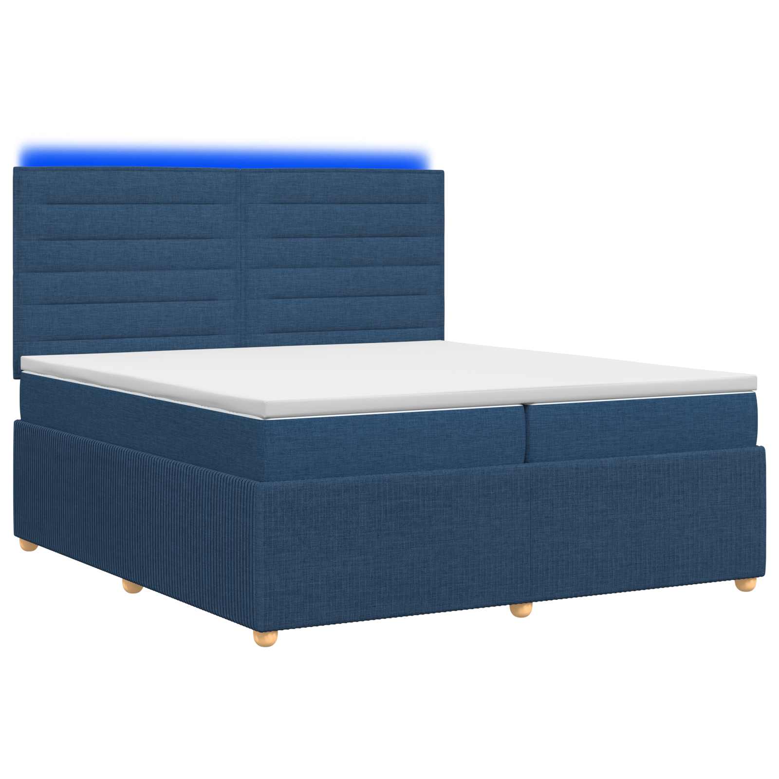vidaXL LED Boxspring Bed met Matras Blauw 200 x 200 cm Stof, foto 3
