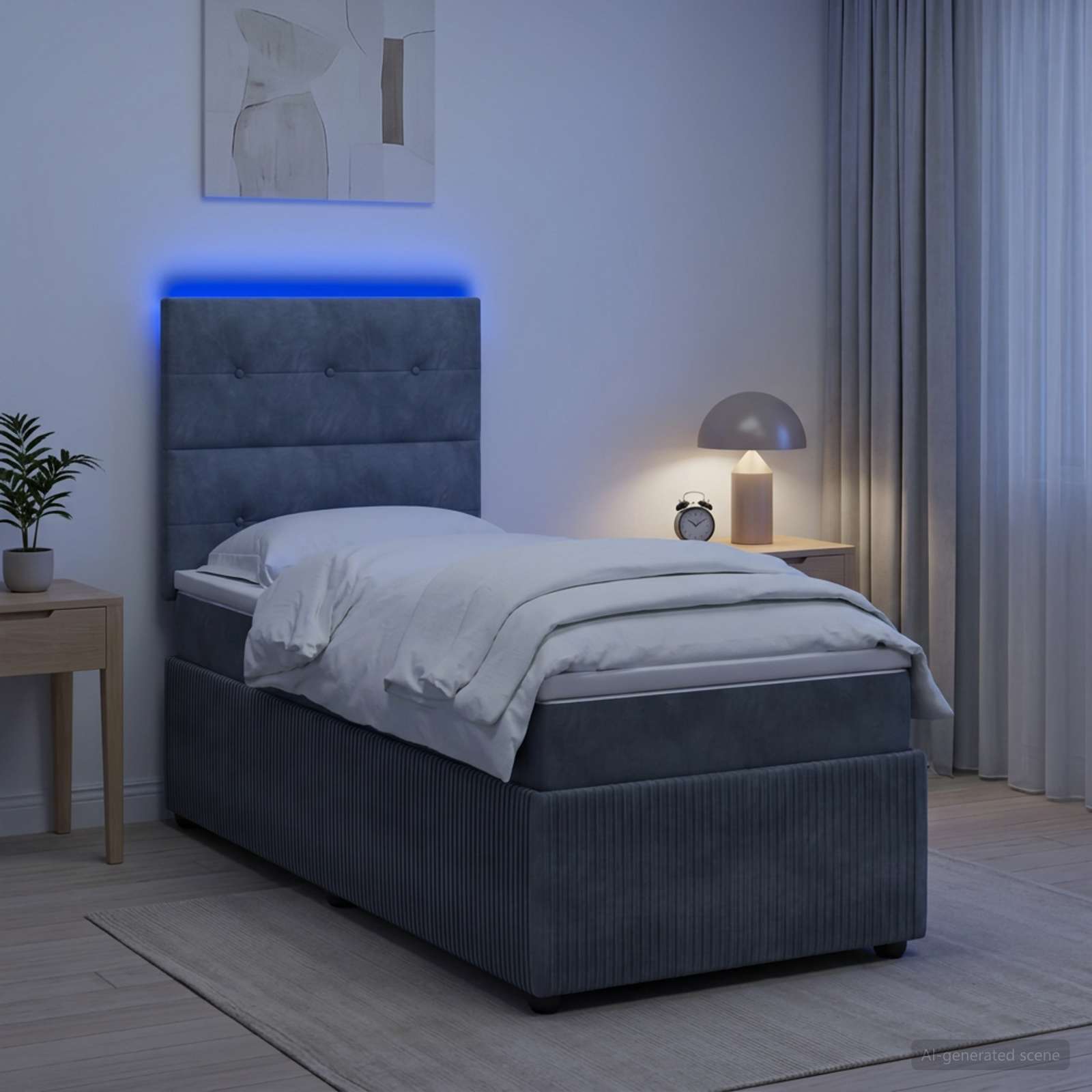 LED kastivoodiga madrats peaga Tumehall 90 x 190 cm Samet