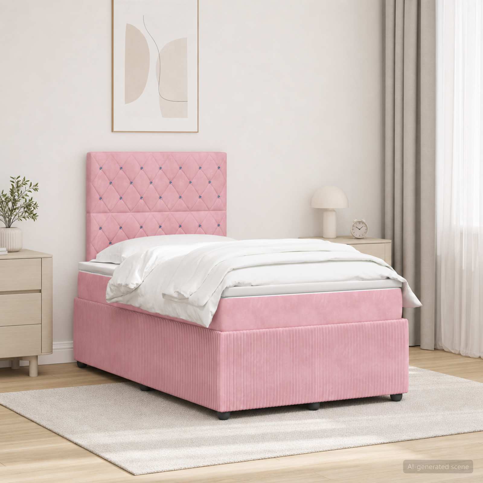 LED легло с матрак с LED ленти Розово 120 x 190 cm Кадифе