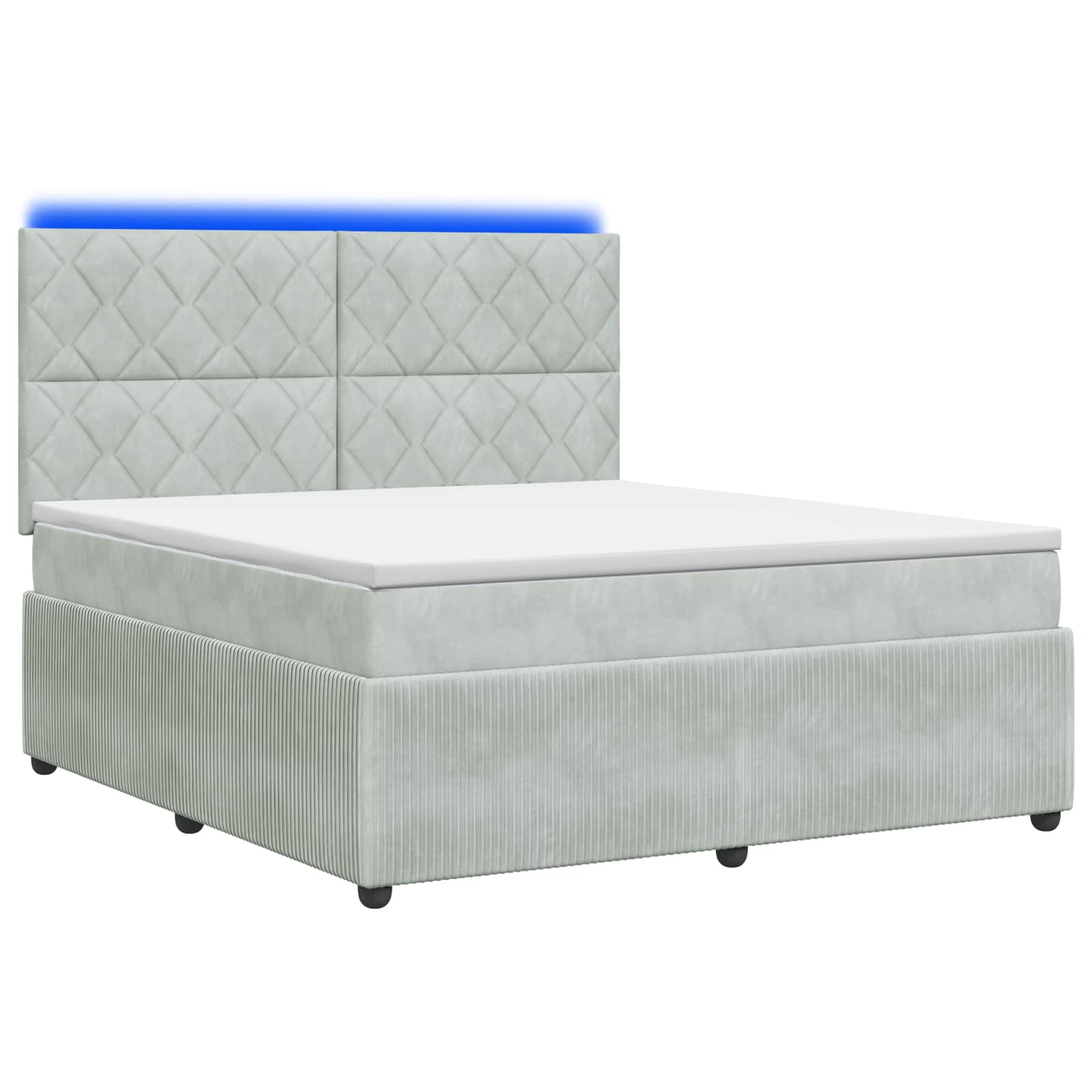 vidaXL Pat cu arcuri LED și saltea Gri deschis 140 x 200 cm Catifea