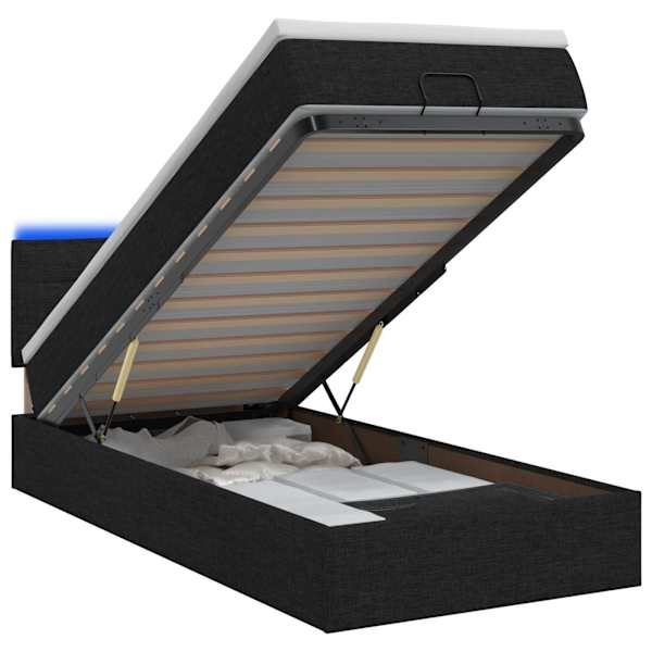 vidaXL Ottomani voodi madratsi ja LED-idega Must 80 x 200 cm kangas