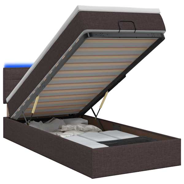 vidaXL Ottomani voodi madratsi ja LED-idega Tume pruun 80 x 200 cm