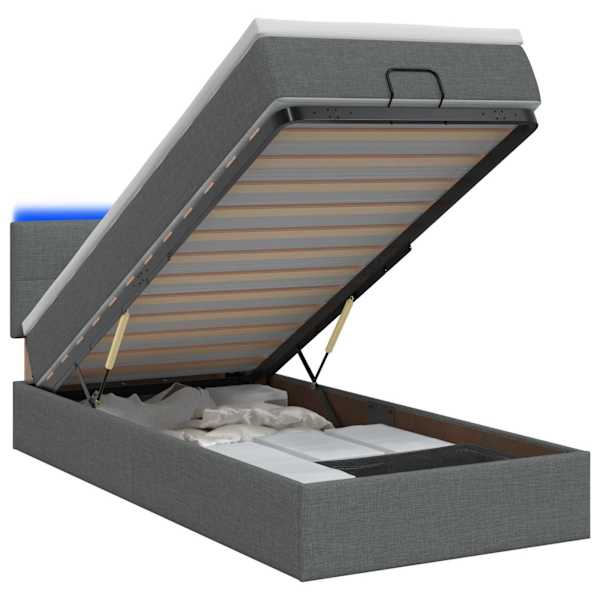 vidaXL Ottomani voodi madratsi ja LED-idega peaga Tumehall 80 x 200 cm