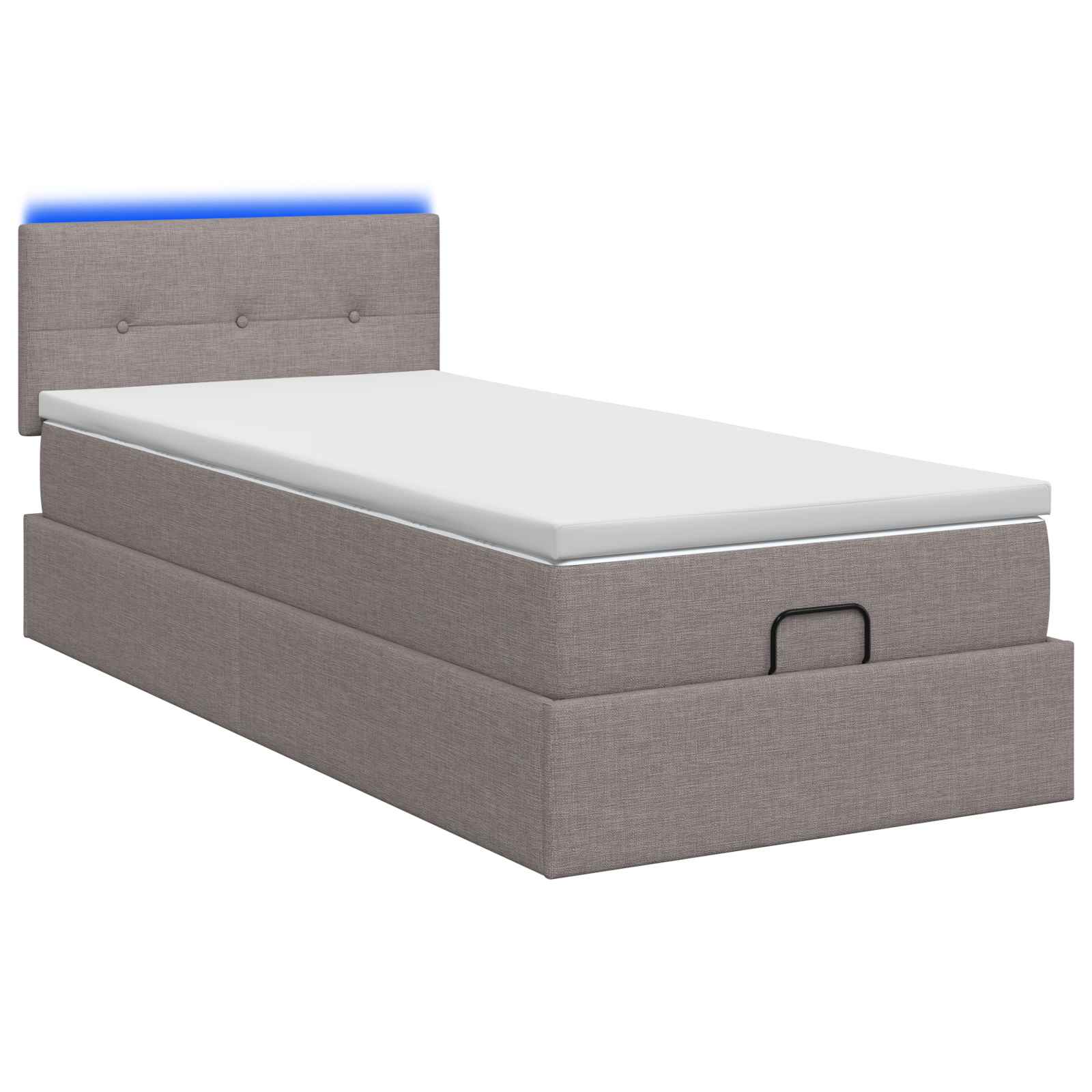 Otomanska postelja z vzmetnico in LED Taupe 80 x 200 cm Blago