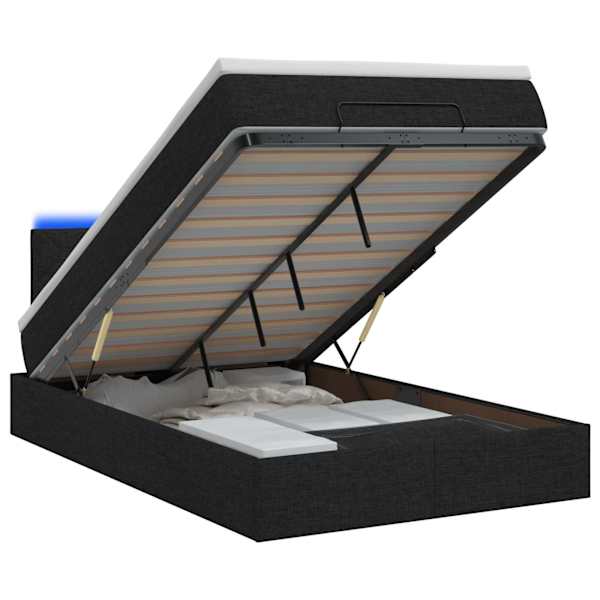 vidaXL Ottomani voodi madratsi ja LED-idega Must 120 x 200 cm kangas