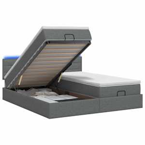 vidaXL Ottomani voodi madratsi ja LED-idega Tumehall 200 x 200 cm