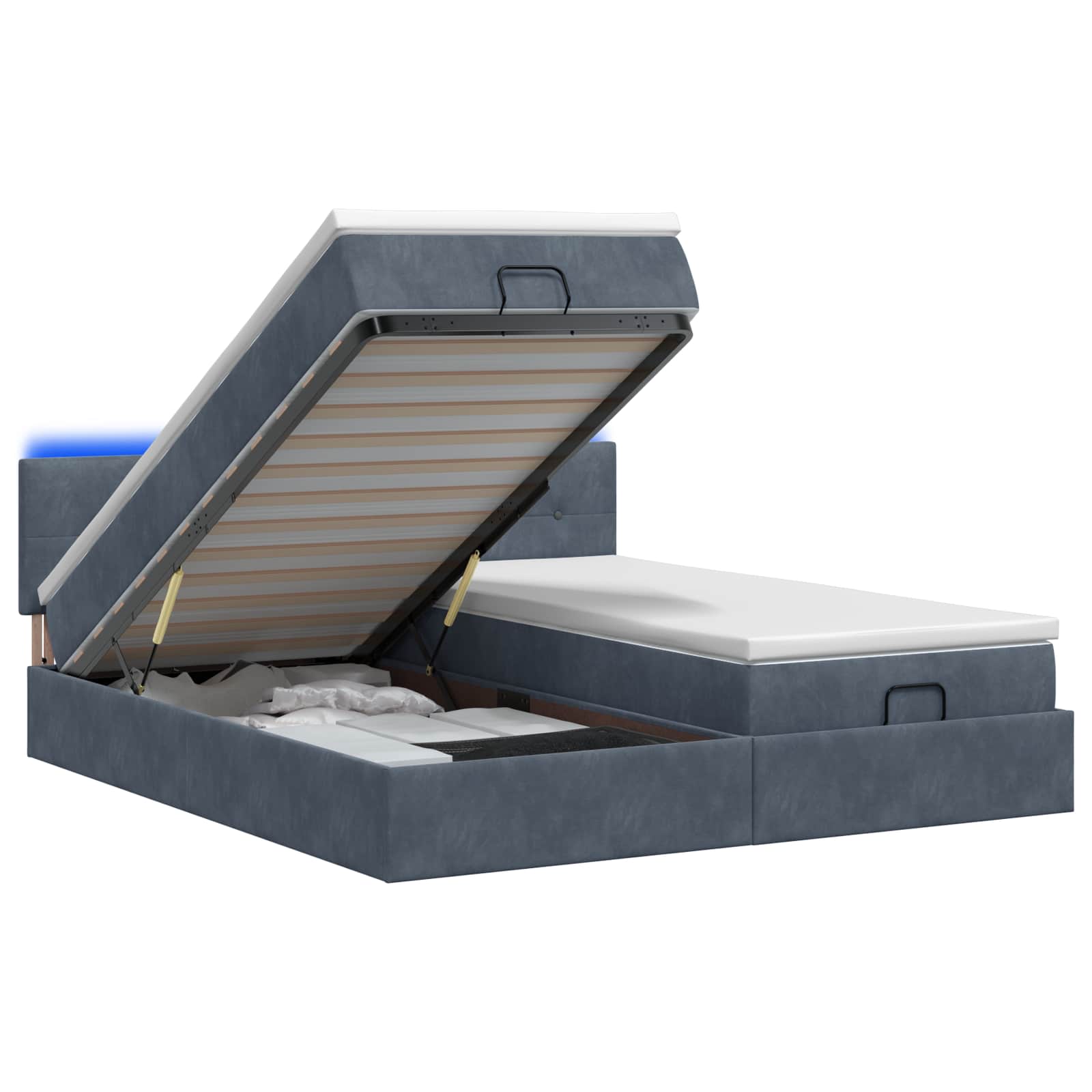 Ottoman Bed met Matrassen en LED Donkergrijs 180 x 200 cm – afbeelding 1