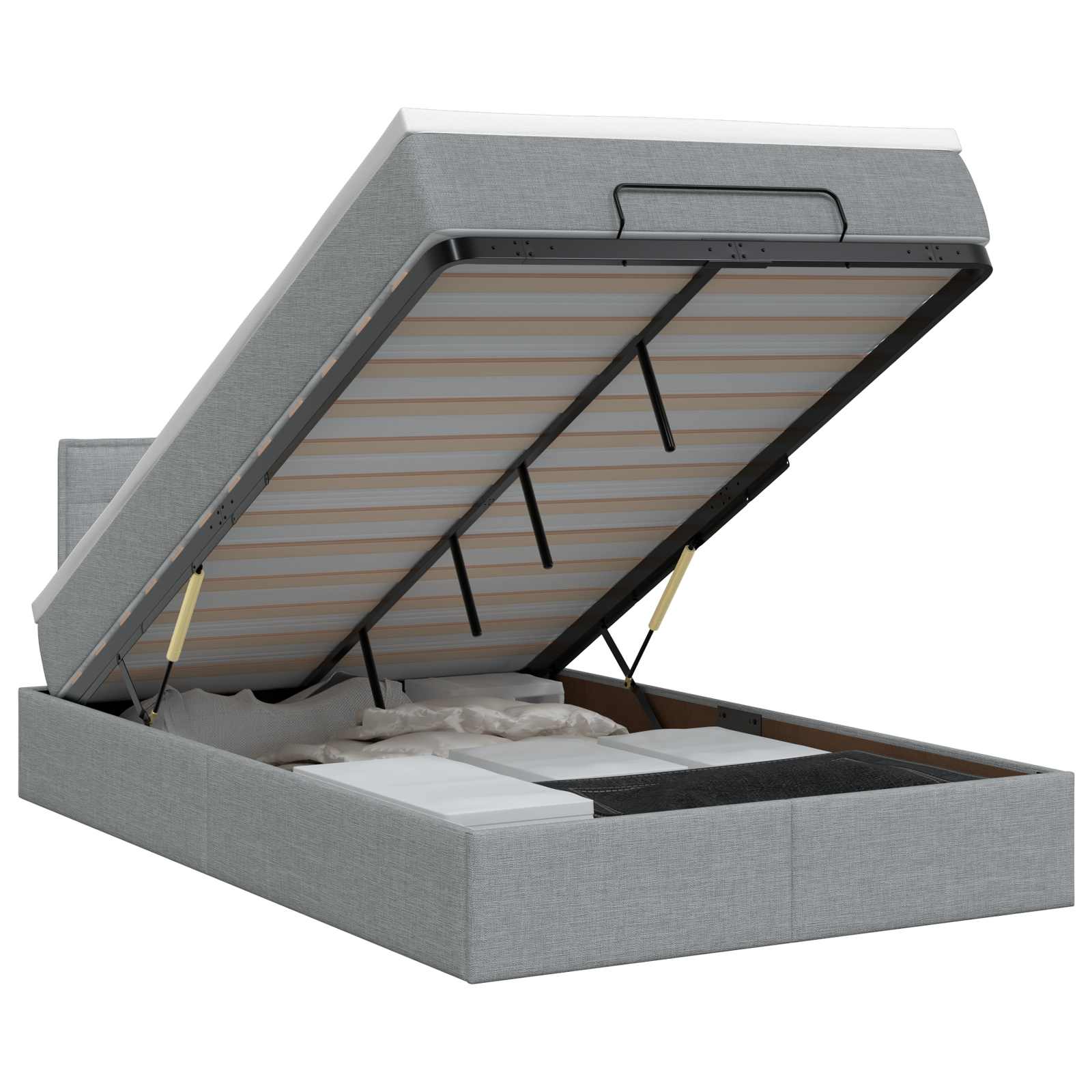 vidaXL Ottoman bed met matras Lichtgrijs 120 x 200 cm Stof