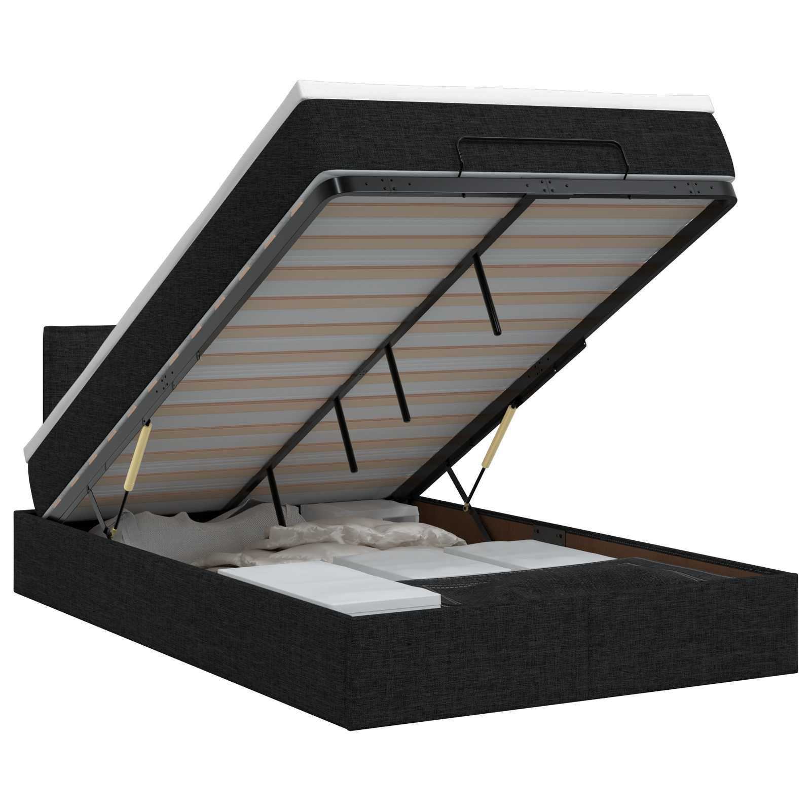 vidaXL Ottoman bed met matras met hoofdeinde Zwart 120 x 200 cm Stof, foto 3