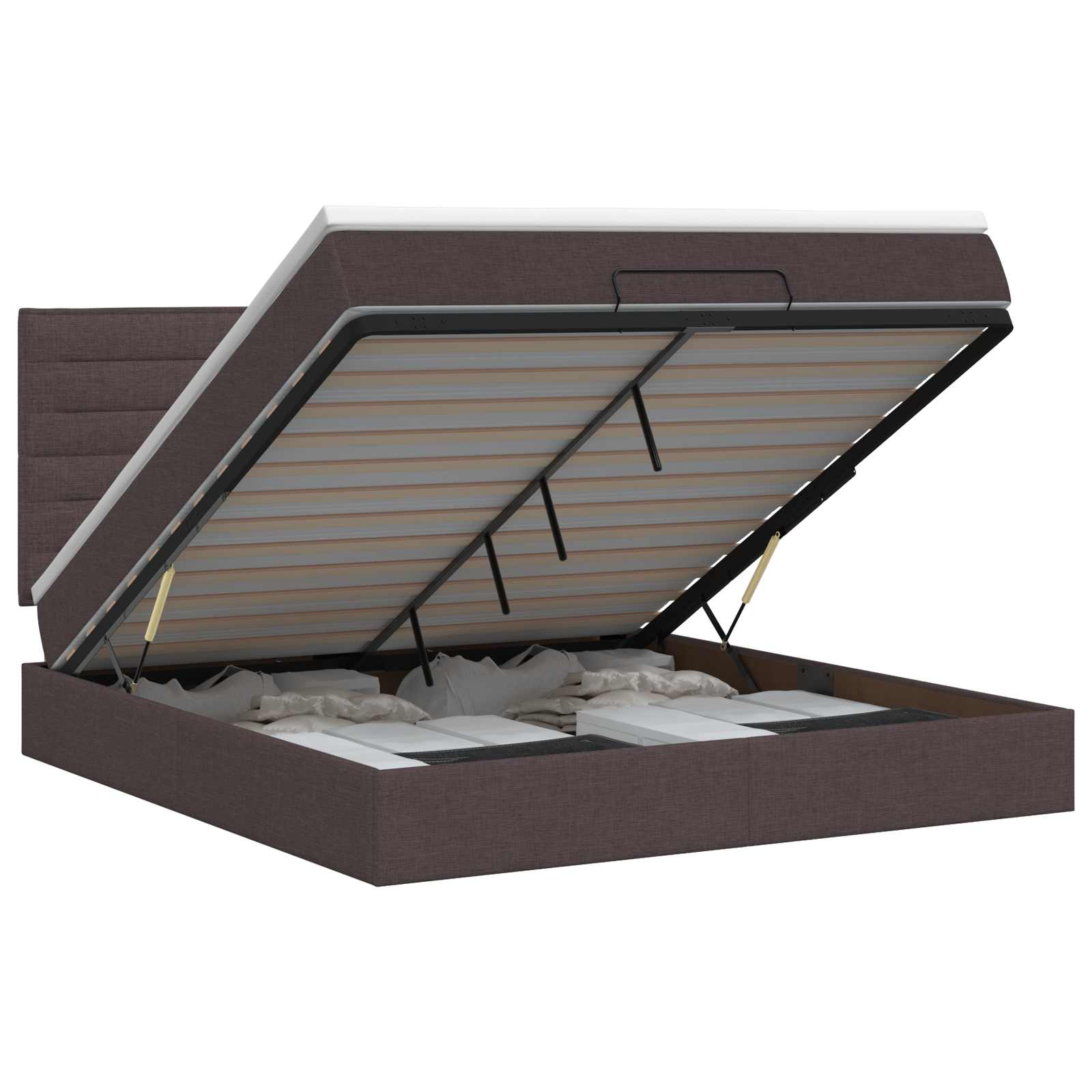 vidaXL Ottoman bed met matras Donkerbruin 140 x 200 cm Stof bruin, foto 3