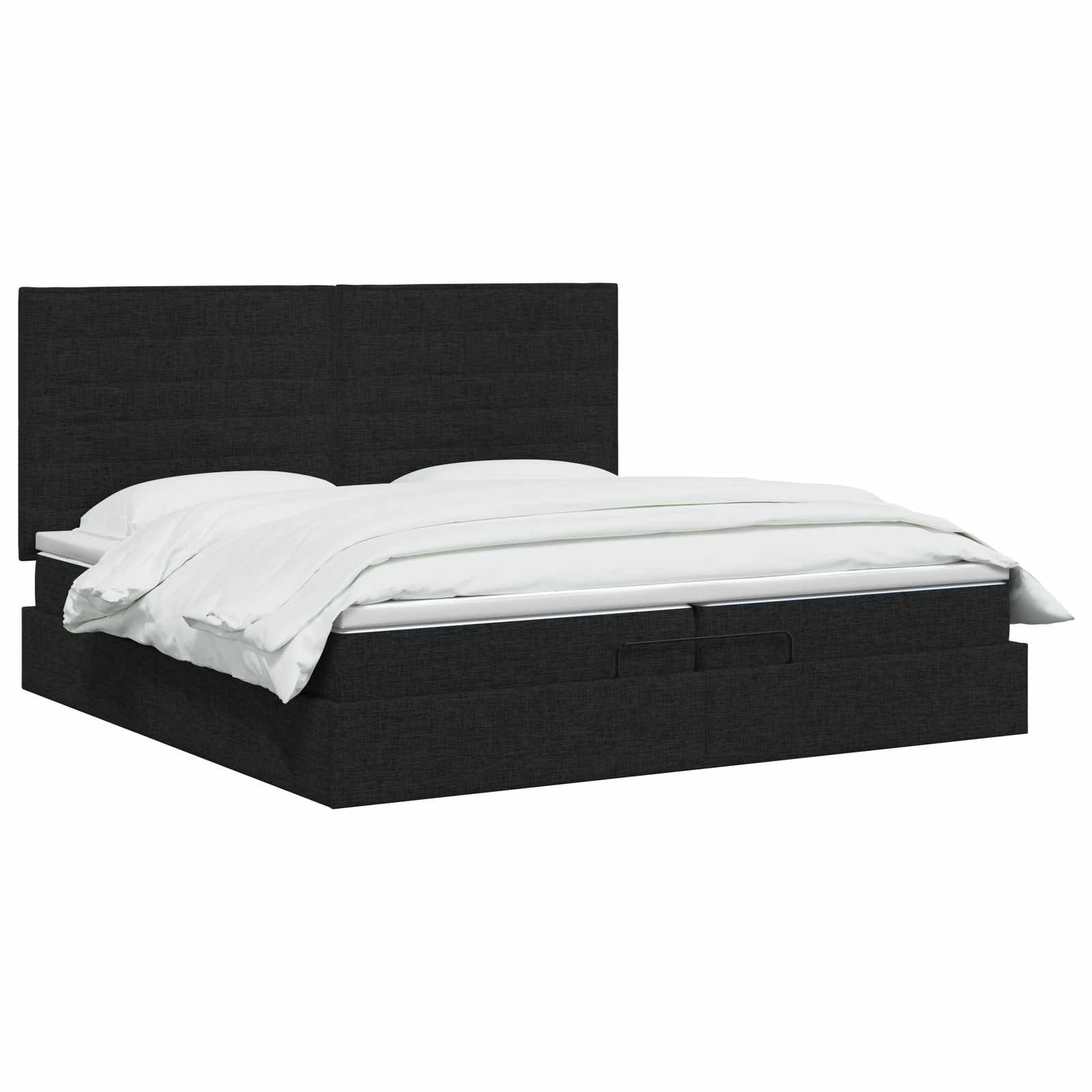 Postelja s sklopko in vzmetnico Črna 200 x 200 cm Blago