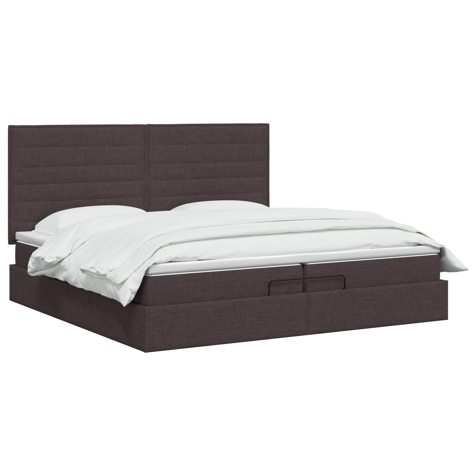 vidaXL Ottoman bed met matras Donkerbruin 200 x 200 cm Stof bruin, foto 2