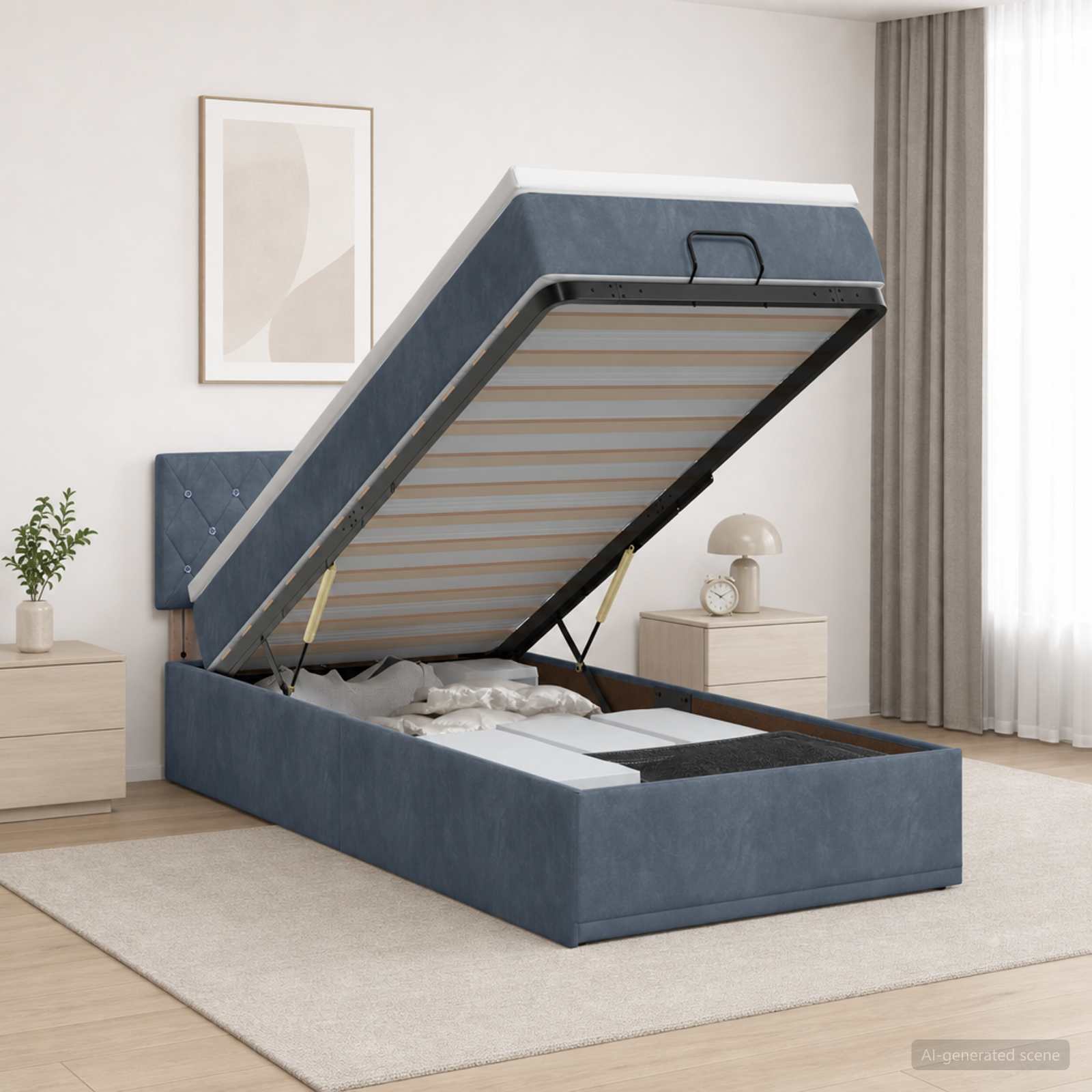 Ottoman Bed met Matrassen en LED Donkergrijs 80 x 200 cm – afbeelding 1