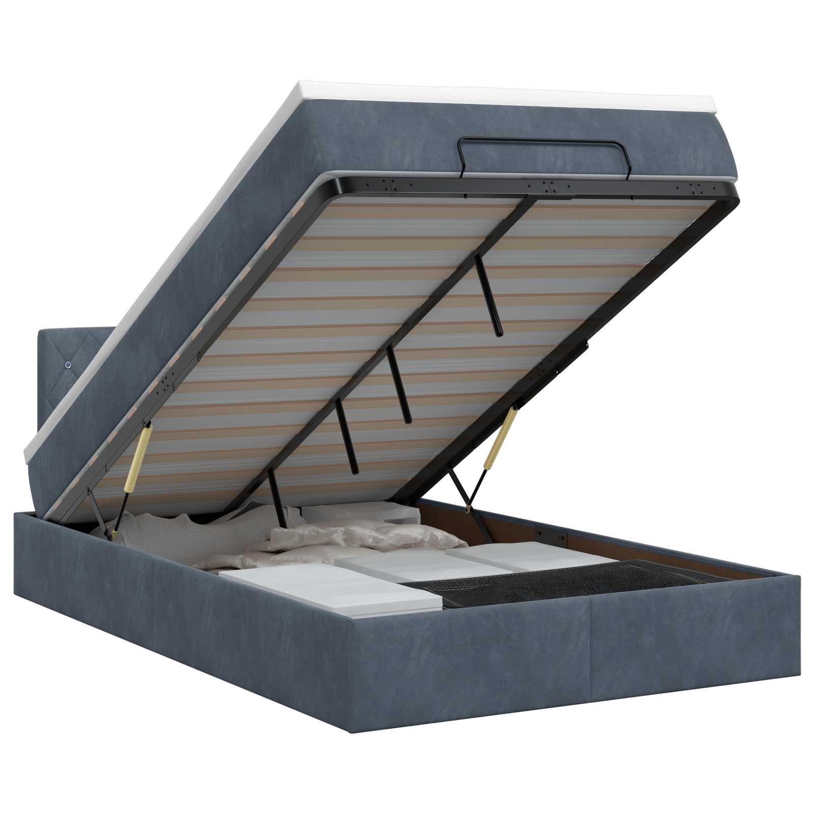 vidaXL Ottoman bed met matras Donkergrijs 120 x 200 cm Fluweel, foto 3