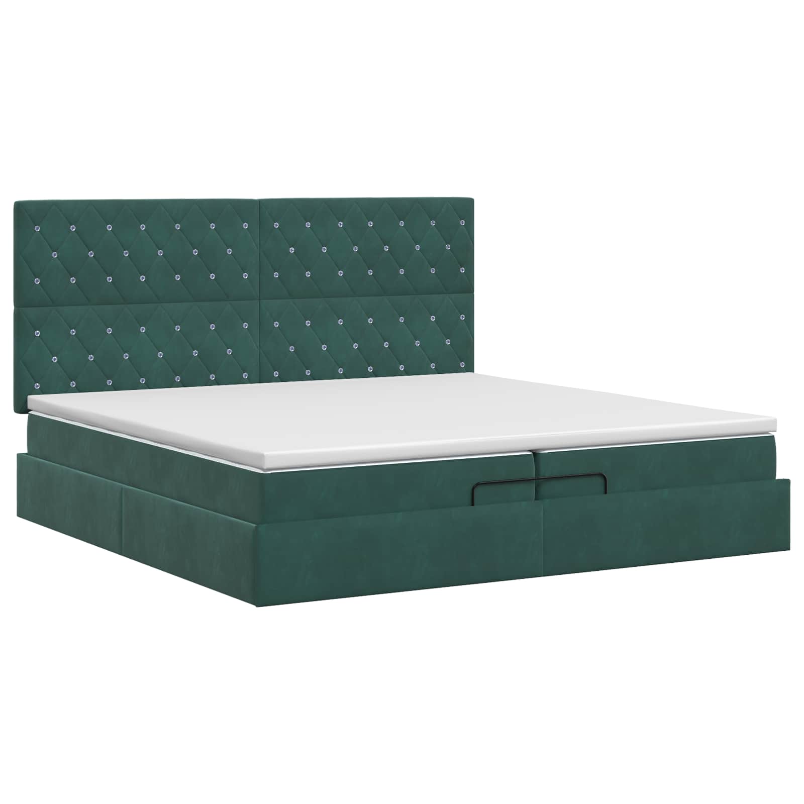 vidaXL Ottoman bed met matras Donkergroen 200 x 200 cm Fluweel groen, foto 4