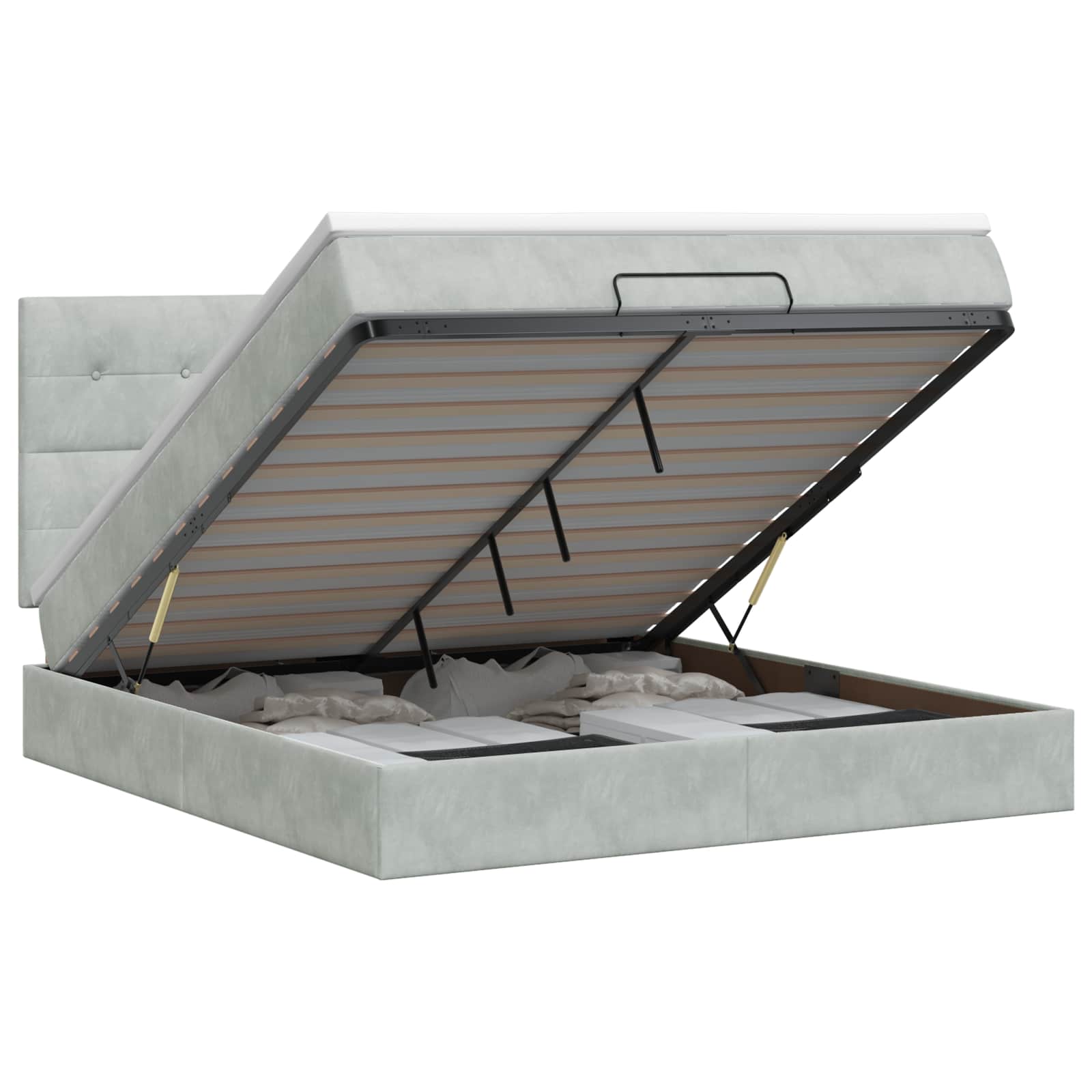 Ottoman bed met matras Lichtgrijs 140 x 190 cm Fluweel – afbeelding 1