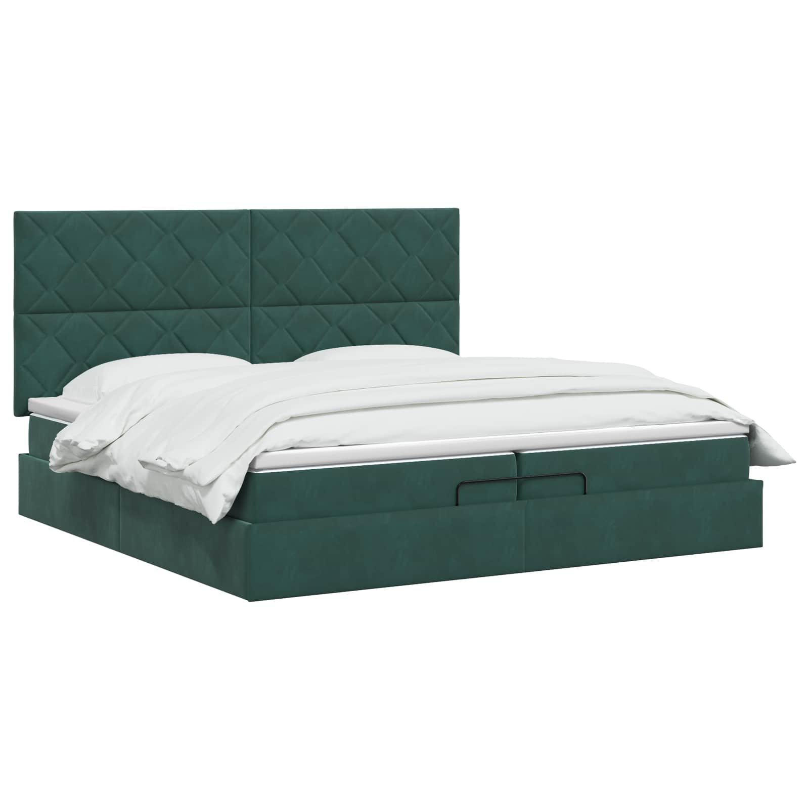 vidaXL Ottoman bed met matras Donkergroen 200 x 200 cm Fluweel groen, foto 2