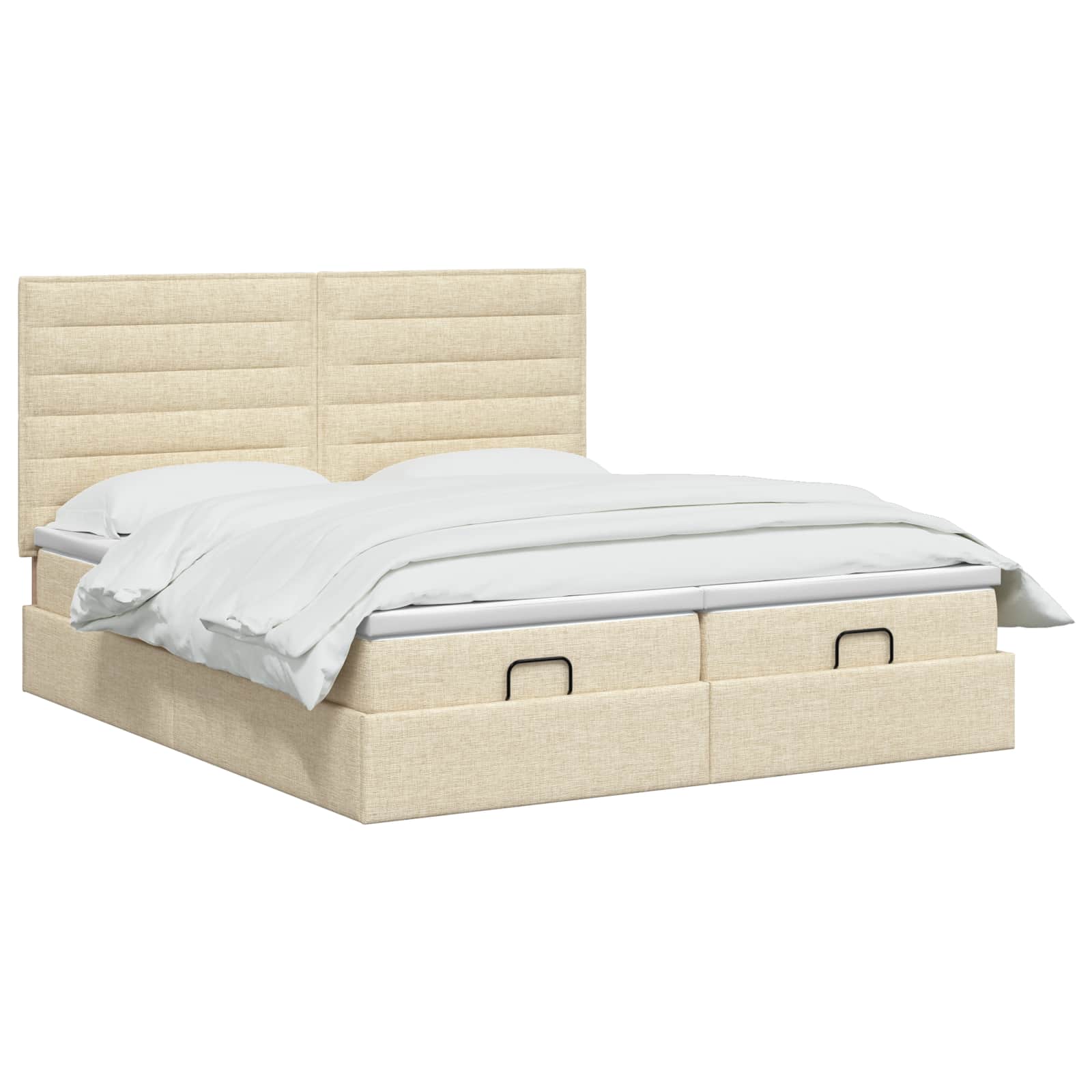 vidaXL Ottoman bed met matras met hoofdeinde 2 st Crèmekleurig Stof, foto 2