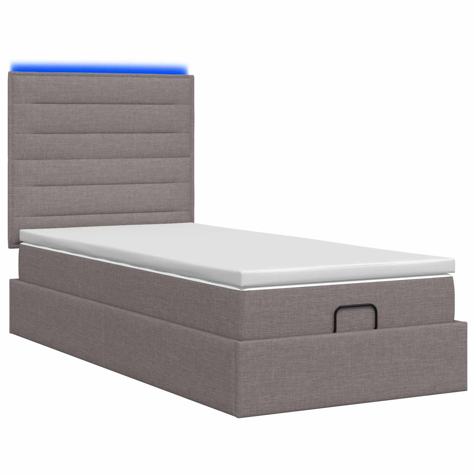 Otomanska postelja z vzmetnico in LED Taupe 90 x 190 cm Blago