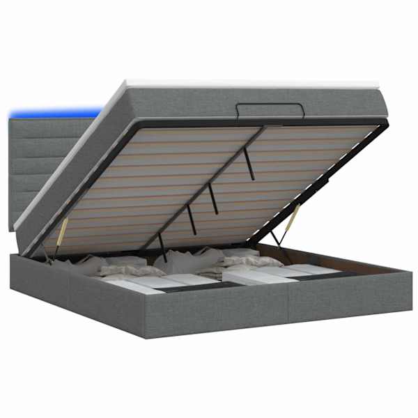 vidaXL Ottomani voodi madratsi ja LED-idega Tumehall 140 x 190 cm