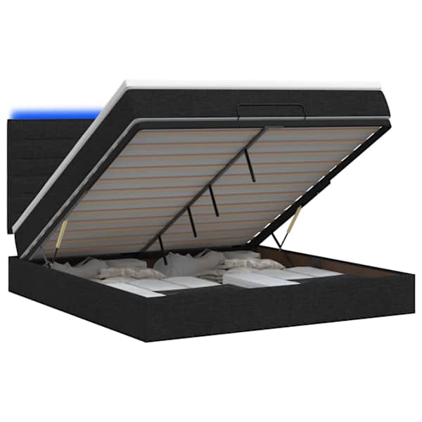 vidaXL Ottomani voodi madratsi ja LED-idega Must 140 x 190 cm kangas