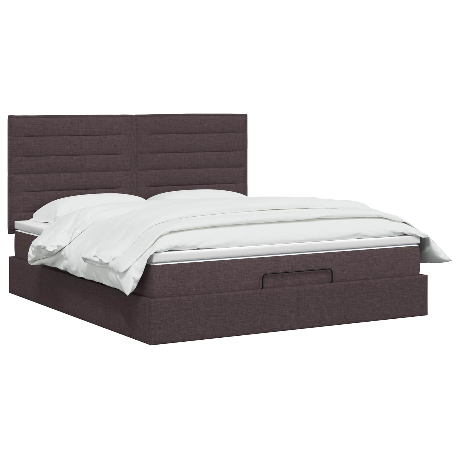 vidaXL Ottoman Bed met Matrassen en LED Donkerbruin 140 x 200 cm Stof bruin, foto 2