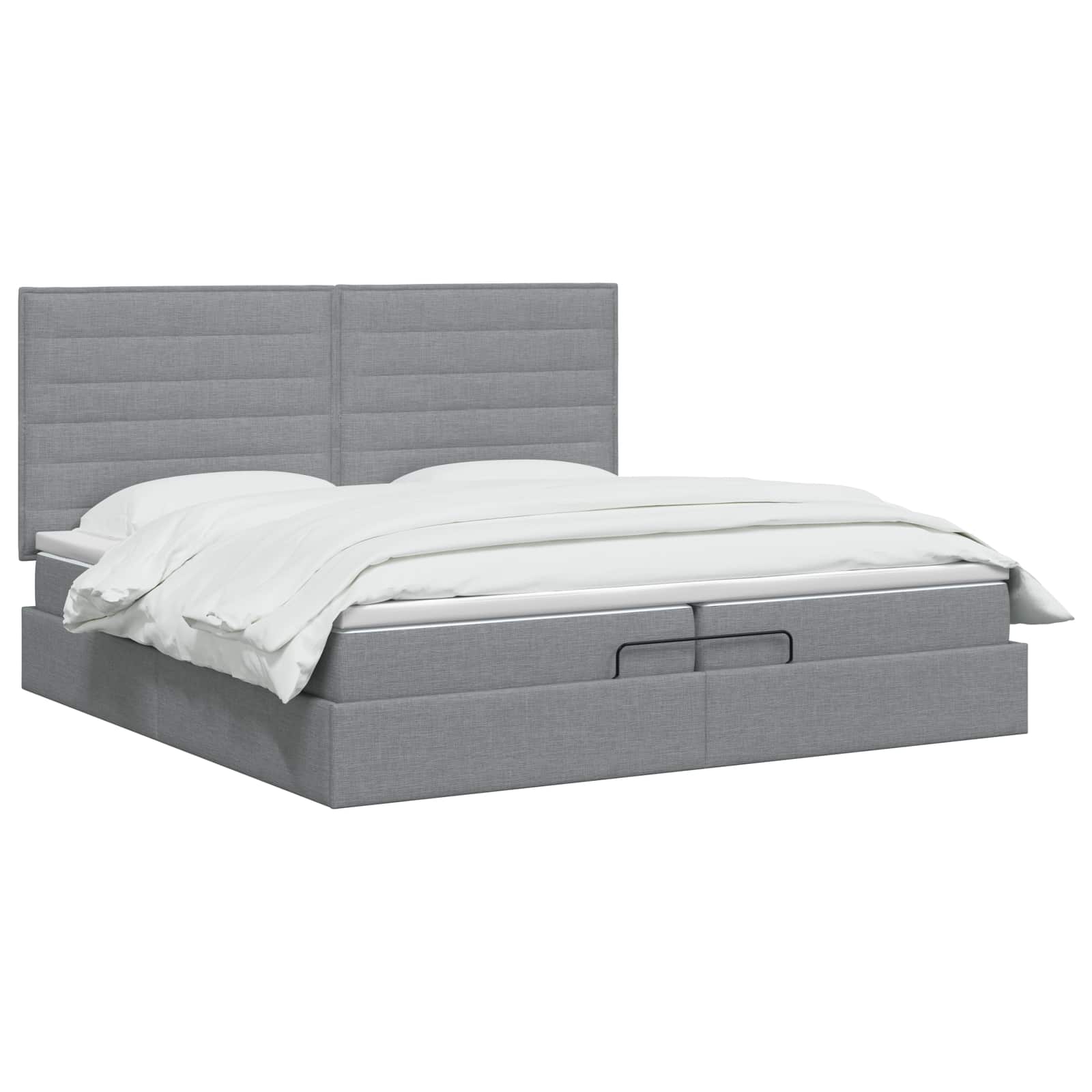 vidaXL Ottoman Bed met Matrassen en LED Lichtgrijs 200 x 200 cm Stof, foto 2