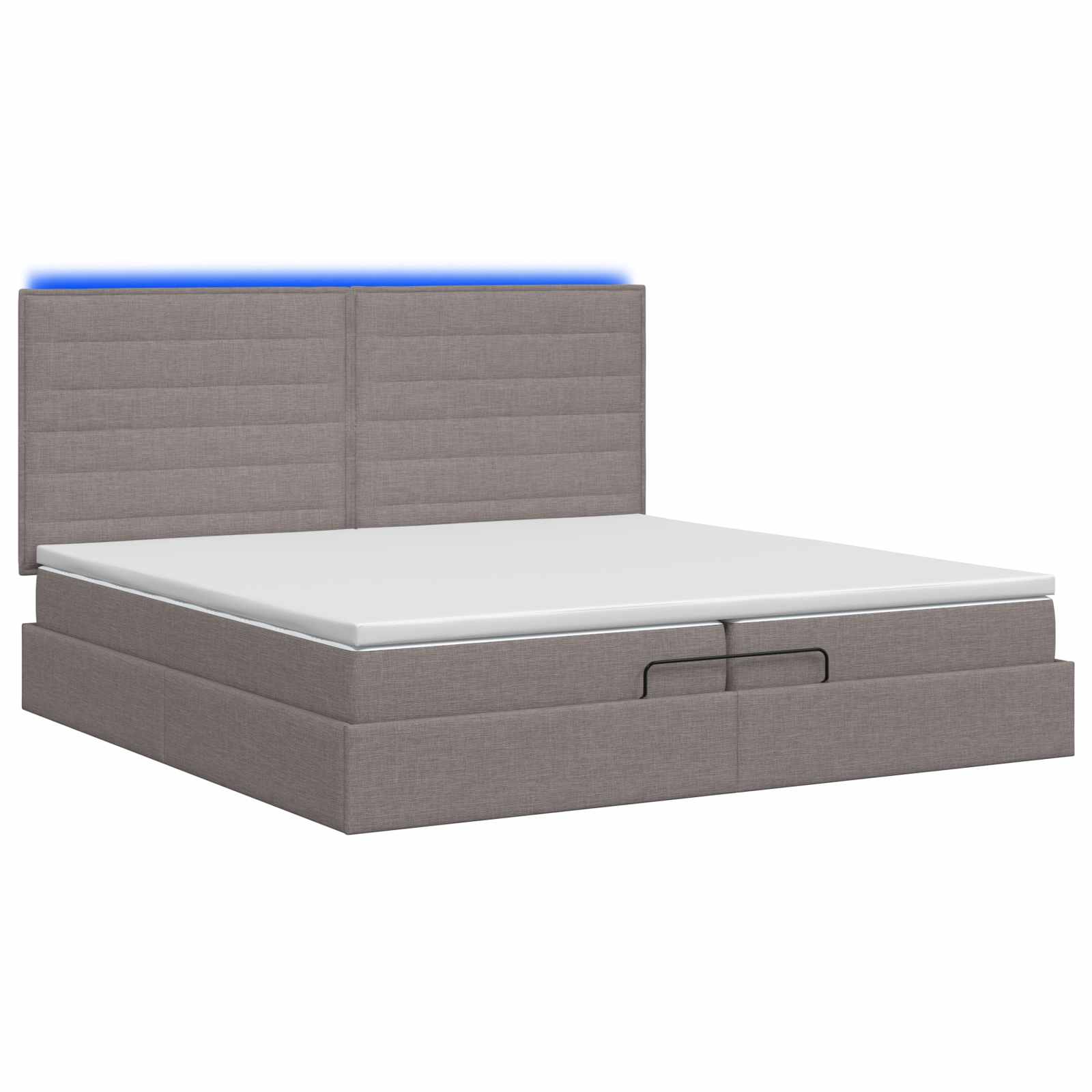 Otomanska postelja z vzmetnico in LED Taupe 200 x 200 cm Blago