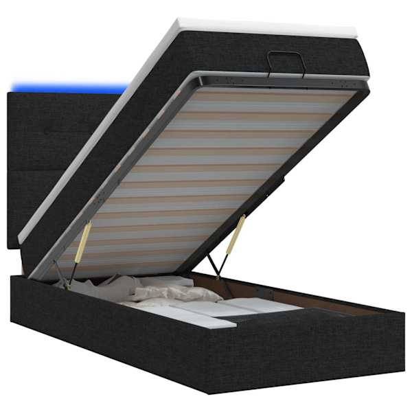 vidaXL Ottomani voodi madratsi ja LED-idega Must 90 x 200 cm kangas