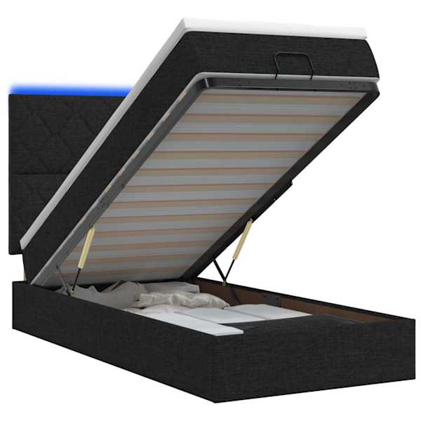 vidaXL Ottomani voodi madratsi ja LED-idega Must 100 x 200 cm kangas