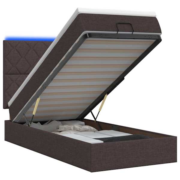 vidaXL Ottomani voodi madratsi ja LED-idega Tume pruun 100 x 200 cm