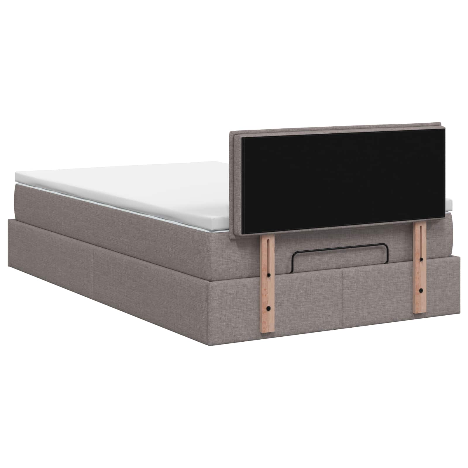 Otomanska postelja z vzmetnico in LED Taupe 120 x 190 cm Blago