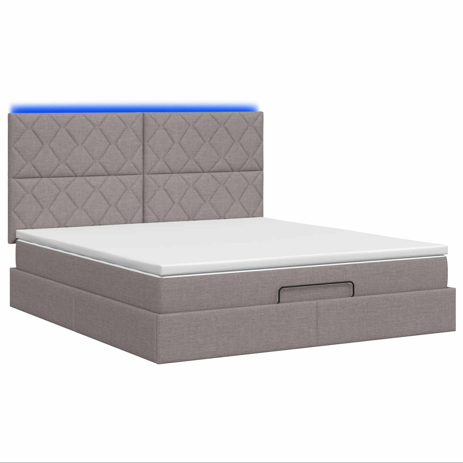Otomanska postelja z vzmetnico in LED Taupe 180 x 200 cm Blago