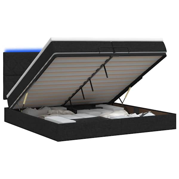 vidaXL Ottomani voodi madratsi ja LED-idega Must 200 x 200 cm kangas